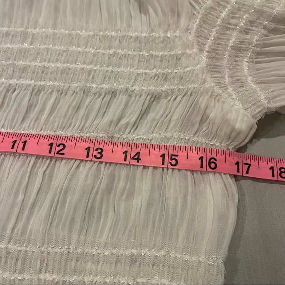 Keepsake The Label Naive High Neck Blouse in Ivory White Chiffon Sparkle - Picture 17 of 17